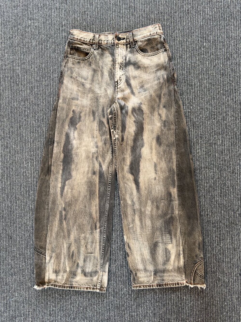 Handmade Reworked Uniqlo Wide Leg Jeans – Super Baggy Fit | Raw Hem